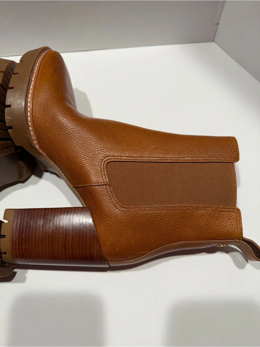 Tory Burch Camel Lug Ankle Boots